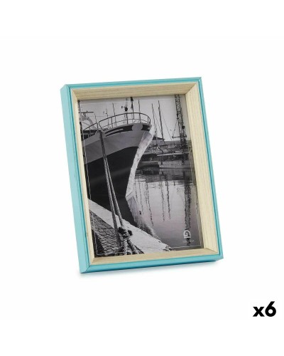 Cornice Portafoto Vannucci in MDF 3x17x22cm Cristallo Azzurro Bianco (6 Pezzi)