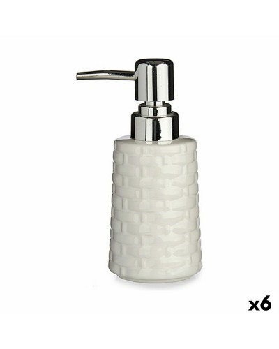 Distributeur de Savon en Céramique Argenté Blanc - 150ml x 6
