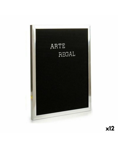 Quadro Magnetico Argento Nero 144 Lettere, 25,5 x 50,5 x 40,5 cm