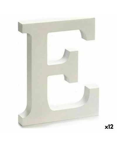 Lettre "E" Décorative en Bois Blanc | 1,8 x 21 x 17 cm | Lot de 12
