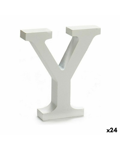 Kirjain Y Puu Valkoinen (2 x 16 x 14,5 cm) (24 osaa)