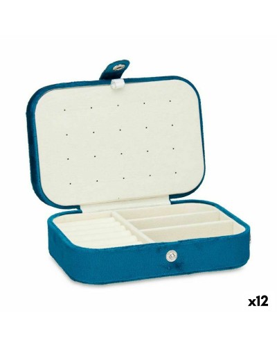 Scatola Portagioie in Velluto Azzurro 12 Unità - 16,2 x 6 x 11,5 cm