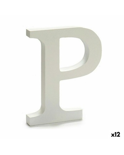 Brief P Hout Wit (1,8 x 21 x 17 cm) (12 Stuks)