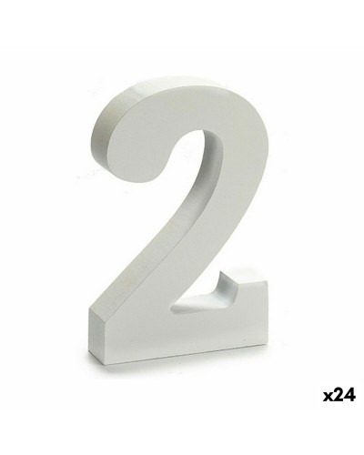 Cijfer 2 Hout Wit (2 x 16 x 14,5 cm) (24 Stuks)