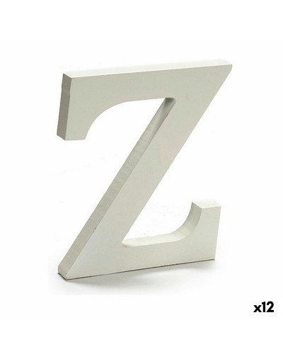 Letra Z de Madera Blanca Decorativa Medidas 1,8 x 21 x 17 cm (Set de 12)
