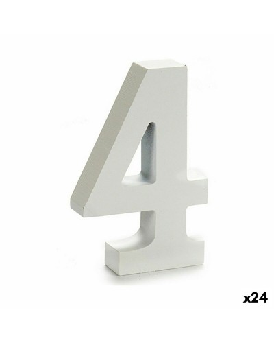 Cijfer 4 Hout Wit (2 x 16 x 14,5 cm) (24 Stuks)