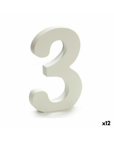 Chiffres en Bois Blanc 12 Unités Murales (1,8 x 21 x 17 cm)
