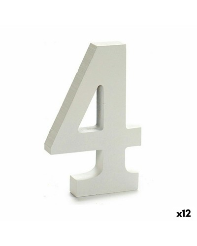Cijfer 4 Hout Wit (1,8 x 21 x 17 cm) (12 Stuks)