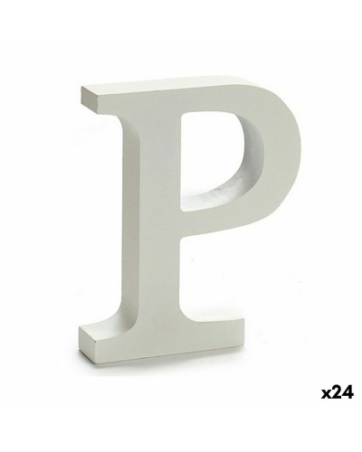 Letra P de Madera Blanca, 2x16x14,5cm, Paquete de 24
