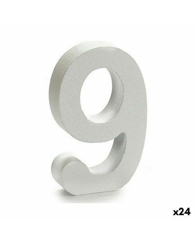 Chiffres en Bois Blancs (24 Unités) pour l'Apprentissage et le Jeu (16 x 14,5 cm)
