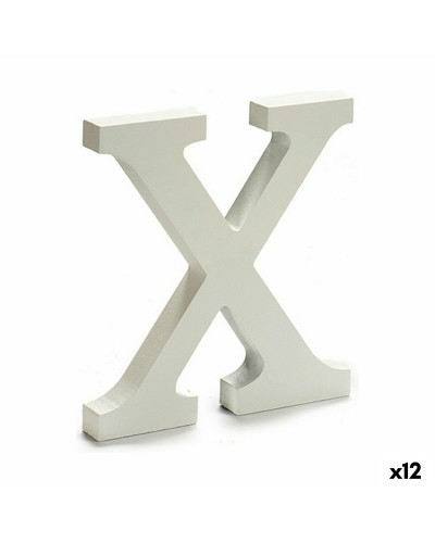 Letra X de Madera Blanca (1,8 x 21 x 17 cm), Set de 12 para Decoraciones

