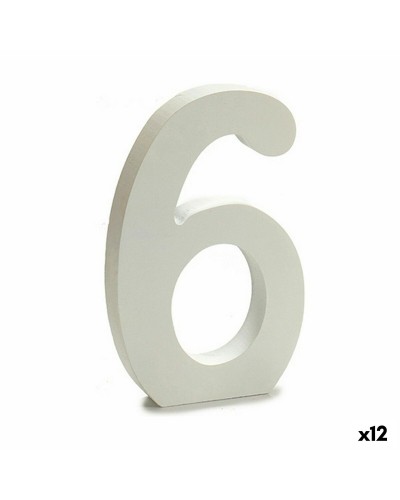 Cijfer 6 Hout Wit (1,8 x 21 x 17 cm) (12 Stuks)