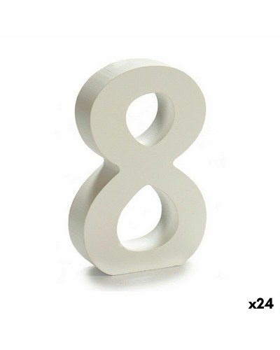 Números 8 de Madera Blanca 16x14,5 cm (24 Unidades) - Ideales para Decoraciones y Manualidades.
