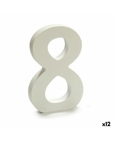 Siffror 8 Trä Vit (1,8 x 21 x 17 cm) (12 antal)