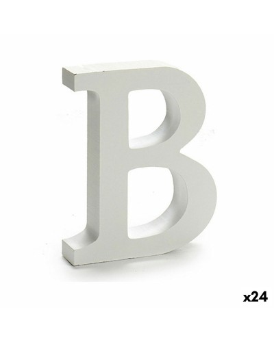 Lettera B in Legno Bianco (16 x 14,5 cm, Pacco da 24) per Decorazioni e Artigianato