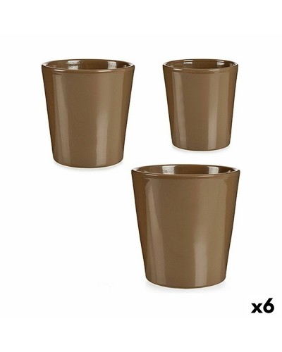 Ensemble de 6 Pots en Argile Taupe | Décoration Intérieure | Sculptés à la Main
