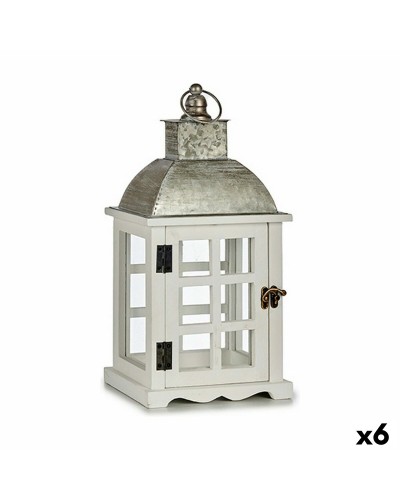 Lanterne de style rustique en métal et bois (14 x 39,3 x 20 cm)
