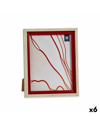 Marco de Fotos Cristal Rojo y Madera Marrón, 6 Unidades (24 x 2 x 29 cm)
