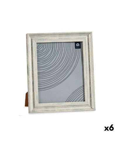 Cadre photo en bois marron et cristal argenté (26x2x31 cm) - Lot de 6
