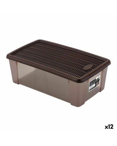 Doos met deksel Stefanplast 19,5 x 11,5 x 33 cm Plastic Chocolade 5 L (12 Stuks)