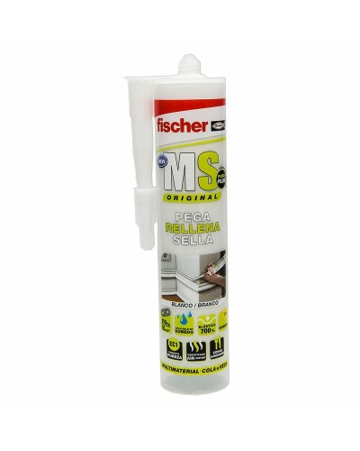 Sellador/Adhesivo Fischer MS Blanco - 290 ml - Resistente al Agua y a los Rayos UV
