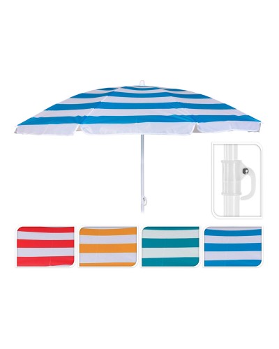 Sombrilla de Playa Mediterráneo Ø 145-180 cm - Protección Solar y Antiviento
