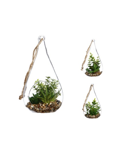 Planta Decorativa Atmosphera de Cristal Verde, 10 x 19,5 cm | Perfecta para Decoración del Hogar
