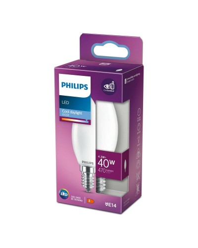 Lampadina LED Philips Candela E14 40W Equivalente, 4,3W, Luce Fredda (6500K), 470lm, 3,5 x 9,7cm