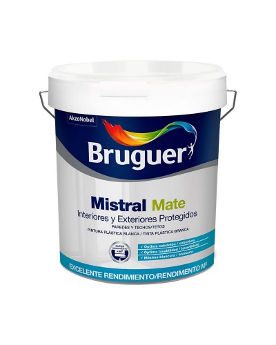 Bruguer Mistral Nero Bianco Pittura Lavabile per Interni, 4 Litri