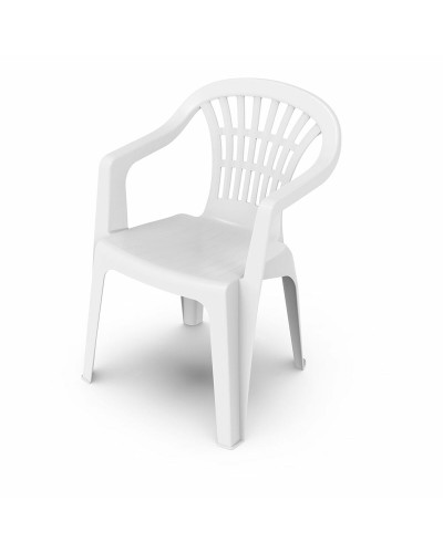 Progarden Lyra White Resin Garden Chair, 56 x 54 x 80 cm, ideal for outdoor relaxation
