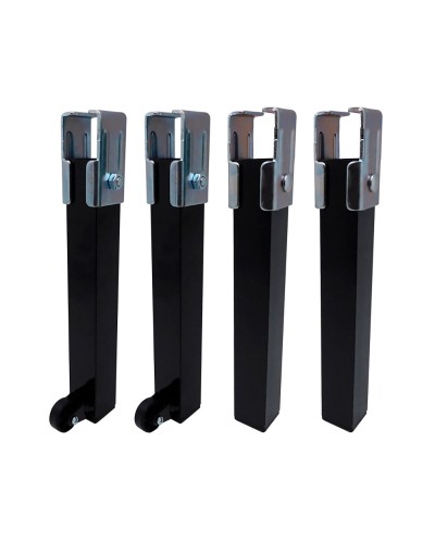 'Micel PT25 Bed Legs 3.5 x 3.5 x 26 cm, Black Steel with Wheels (Set of 4)'
