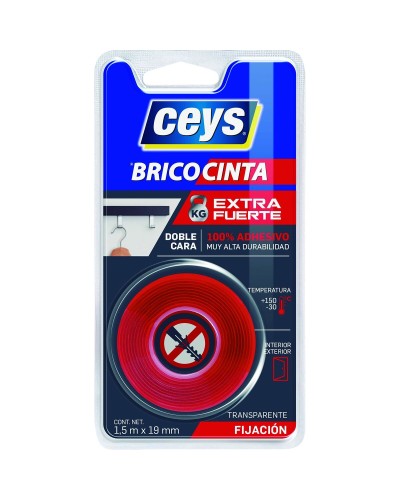 Cinta Adhesiva de Doble Cara Transparente CEYS de 1,5 m para Fijaciones Rápidas y Seguras
