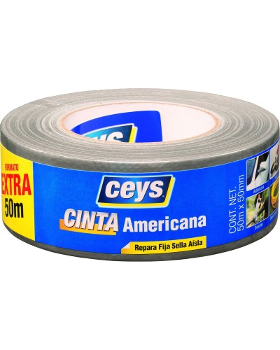 Cinta Adhesiva Ceys Plateada Ultrarresistente para Uso Industrial | Rollo de 50 m x 50 mm
