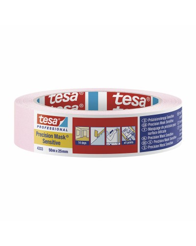 TESA Ruban de Masquage de Précision Sensitive, Rose, 50 m x 25 mm
