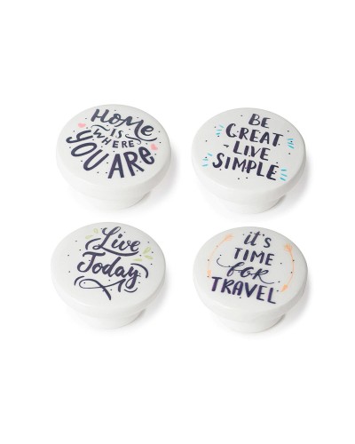 Dörrhandtag Rei m7 Rund Vit bokträ Illustrerad 4 antal (Ø 40 x 22 mm)