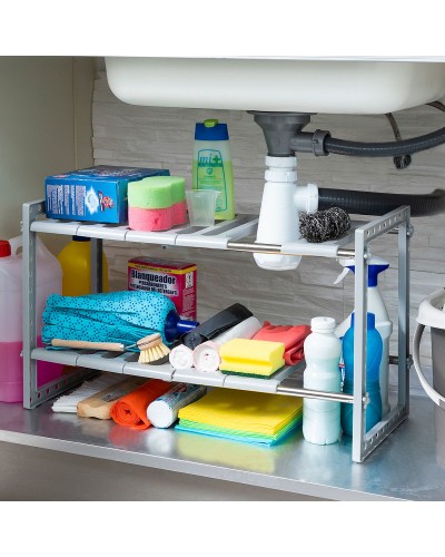 Estante Extensible para Fregadero InnovaGoods Shibblek con 2 Estantes, Organizador de Fregadero
