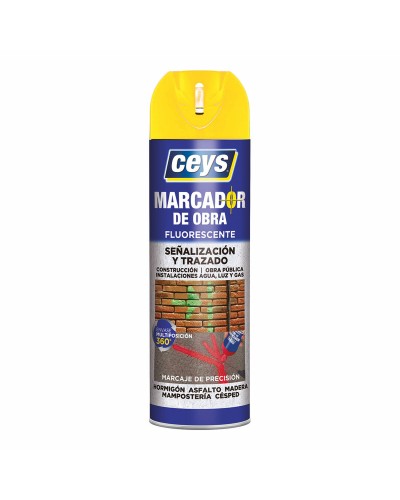 Pintura en Spray Ceys Amarillo Fluorescente 500 ml para Superficies Exteriores e Interiores.
