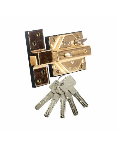 Chiavistello di Sicurezza Lince 7930r con 4 Chiavi | Ottone, Ferro | Protezione Antimanomissione