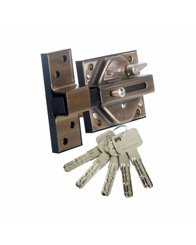 Cerrojo de seguridad Lince 7930R Bronce con sistema de bloqueo antipalanca.
