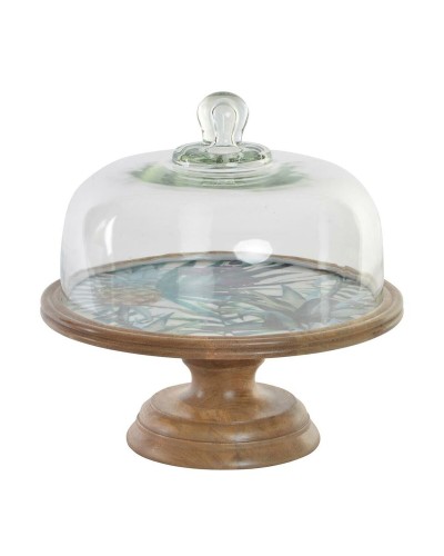 Snackdienblad DKD Home Decor Kristal Natuurlijk Groen Mangohout Tropisch (30 x 30 x 33 cm)