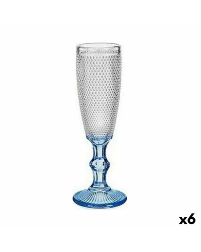 Champagnergläser aus transparentem Kristall mit blauen Punkten, 6er-Set (180 ml)
