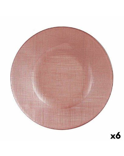 Platt skål Rosa Glas 21 x 2 x 21 cm (6 antal)