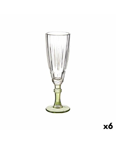 Exotic Champagnerkelche aus grünem Kristall, 6 Stück (170 ml)
