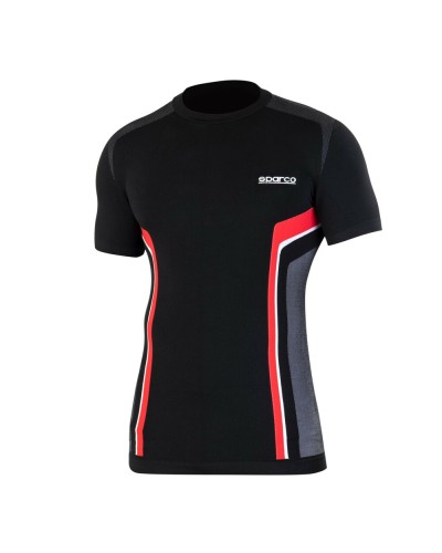 Sparco HYPER-T Camiseta Manga Corta Hombre - Negro/Rojo - Talla M
