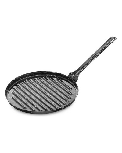 Vaello Grillrost Rund aus Schwarz emailliertem Stahl, 24 cm, für gesundes Kochen
