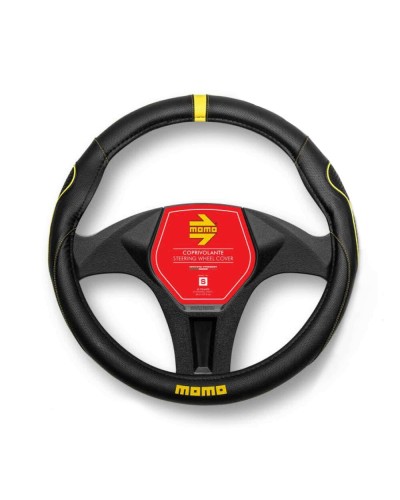 Momo Couvre Volant Noir/Jaune - Prise Sûre et Design Sportif
