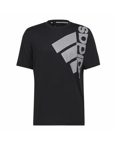 Adidas Men's Big Badge Black T-Shirt - Breathable Cotton Sport Casual
