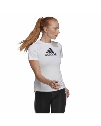 Adidas Primeblue D2M Logo Sport Damen - Kurzarmshirt Weiß
