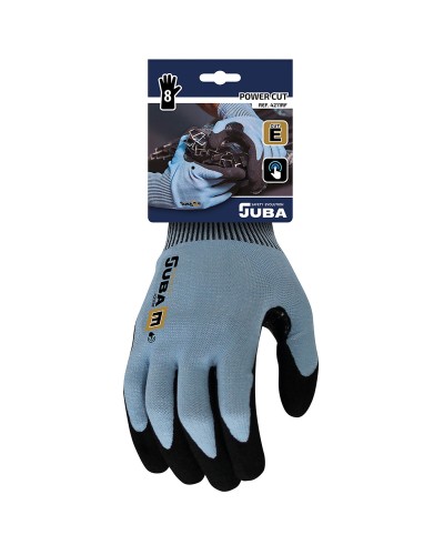 JUBA K-Rock Guanti Lavoro: Nero Azzurro, Touch Screen, Fibra Nitrile
