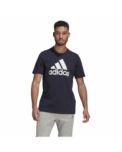 Adidas T-shirt Homme Essentials Grand Logo Bleu - Manches Courtes Sport
